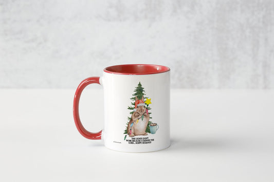 Christmas Bunny Mug- "The Lights Don't Work Because I Chewed the Cord... Hoppy Holidays!" 11 oz